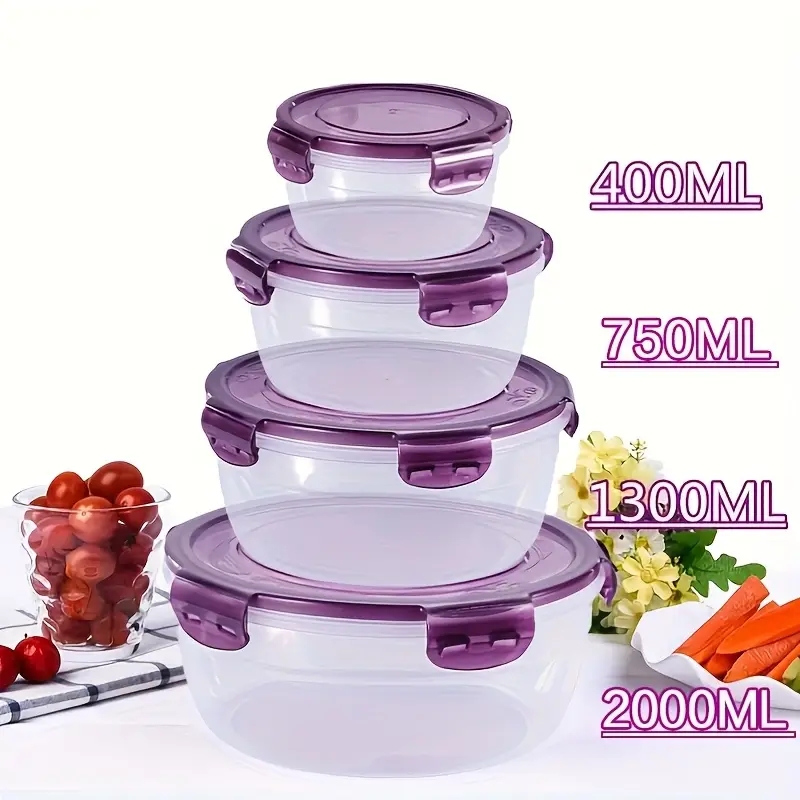 Food Storage Lunch Box - 4 Plastikowe pojemniki na żywność, pudełka