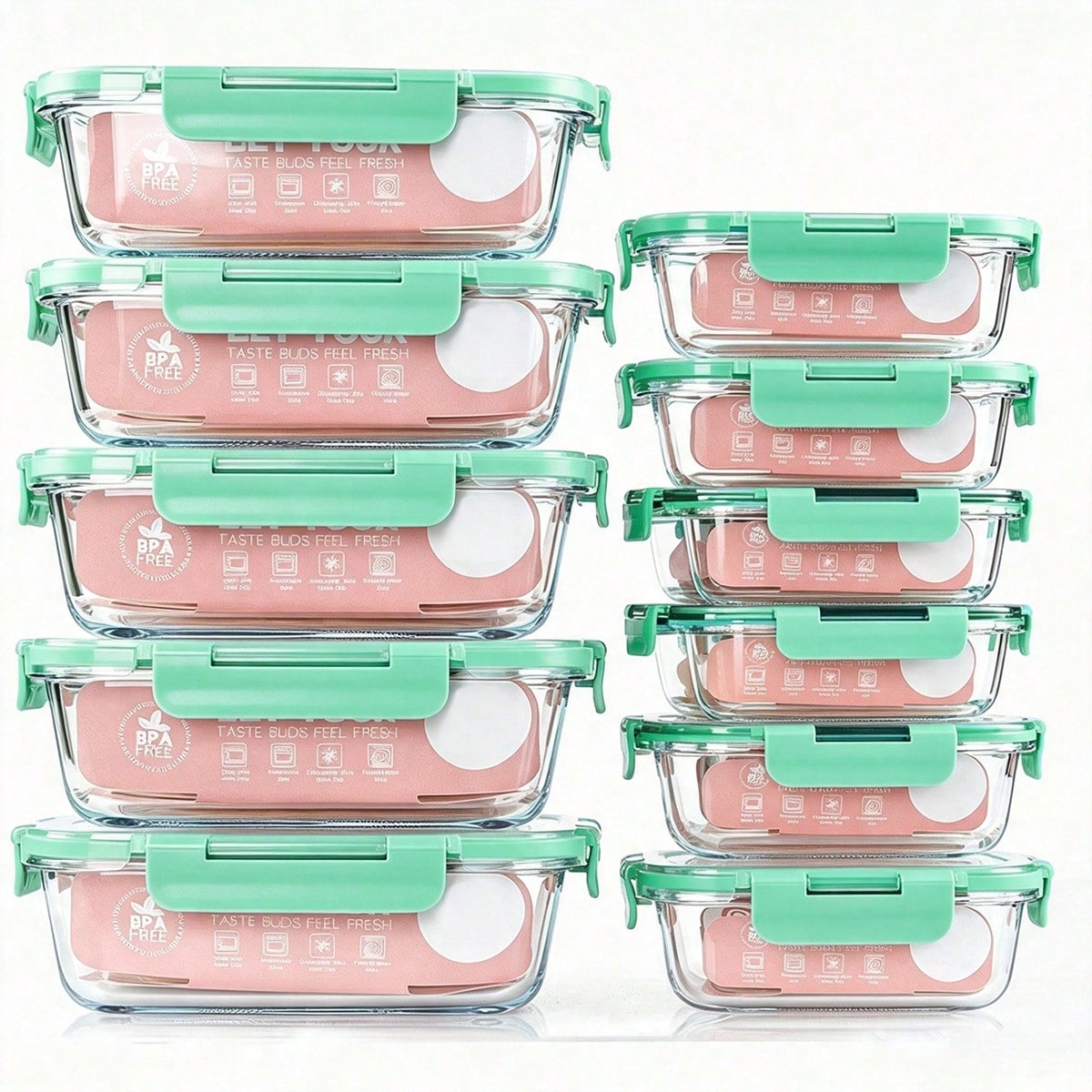 Food Storage With Glass Lids - 10 sztuk szklanych pojemników do przygotowywania
