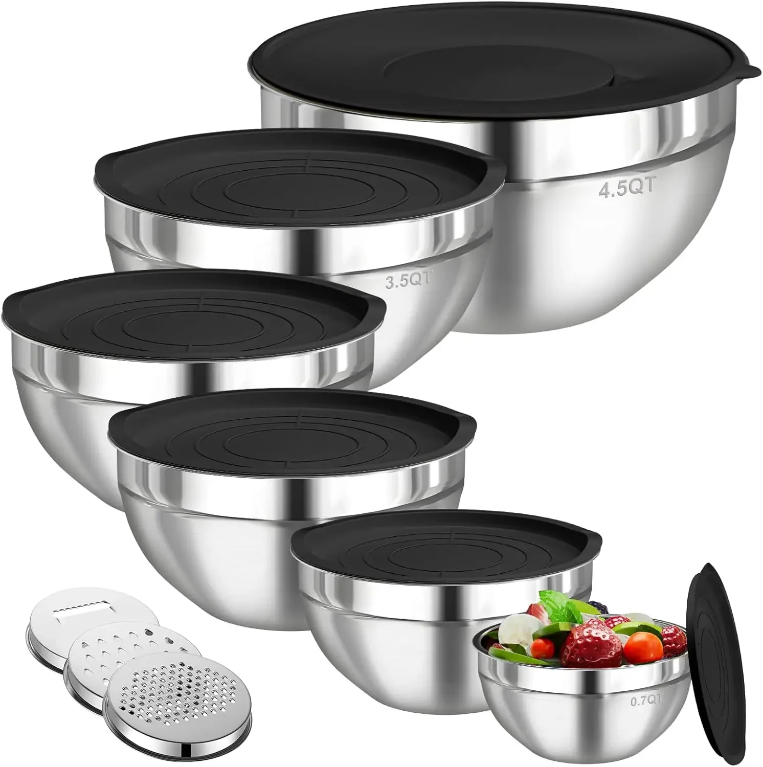 Food Storage With Lids - Zestaw 6 misek ze stali nierdzewnej