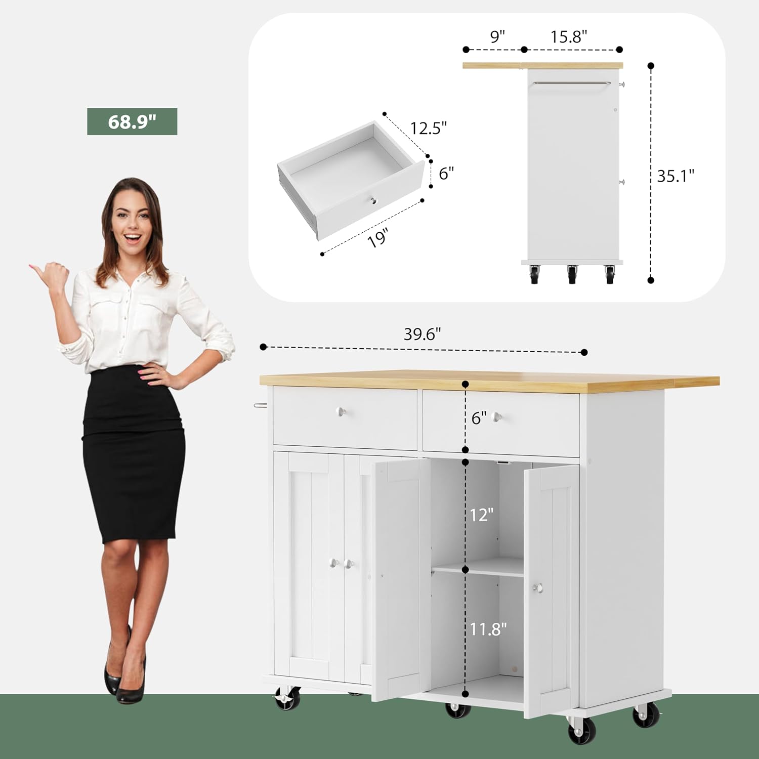 Wózek kuchenny na kółkach, 39  – Food Storage Table recenzja i cena
