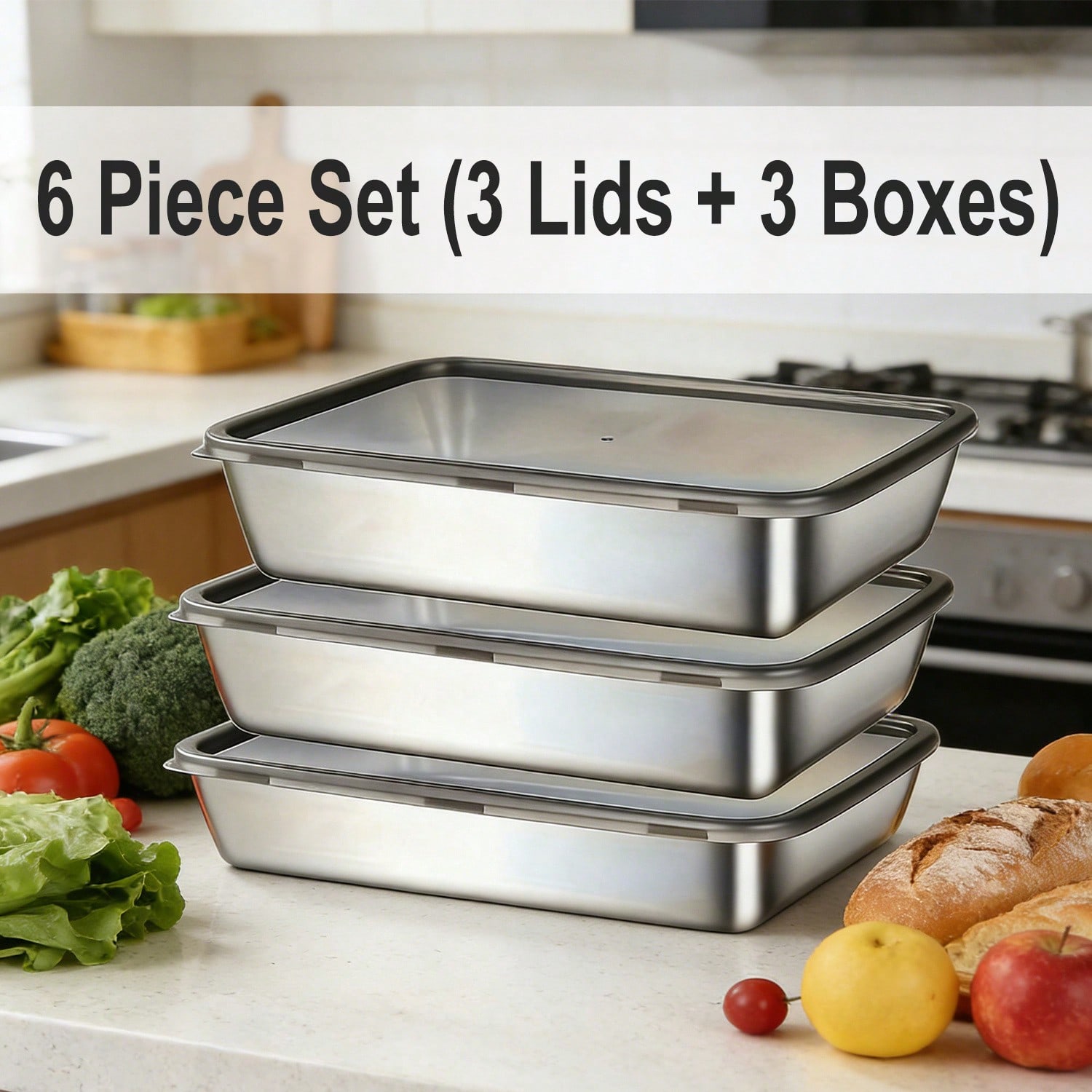 6 sztuk (3 pudełka + 3 pokrywk – Food Storage Lunch Box recenzja i cena
