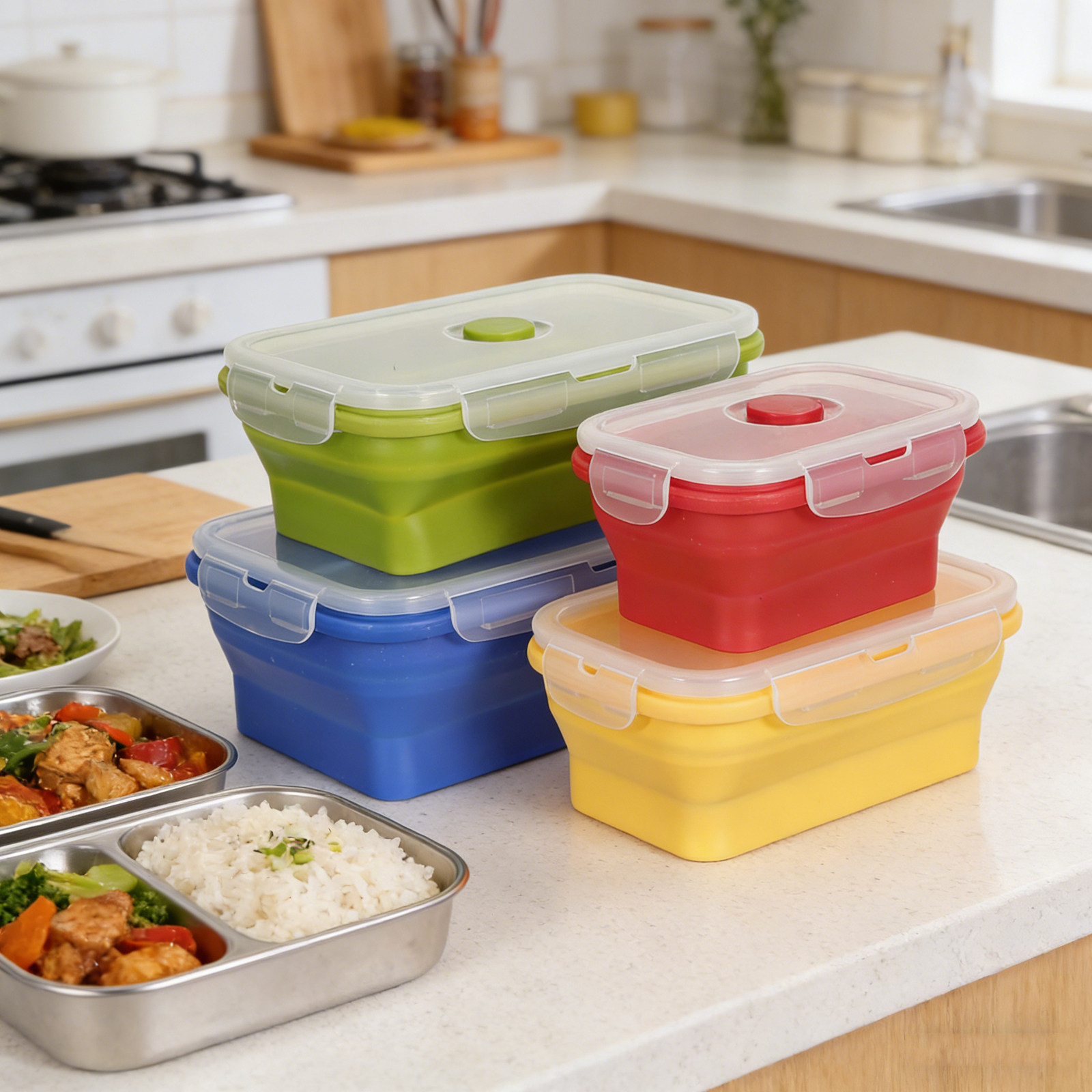 4 sztuki składanych pojemników – Food Storage Lunch Box recenzja i cena